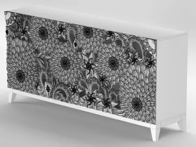 console02 wooden sideboard with floral carvings 3D model