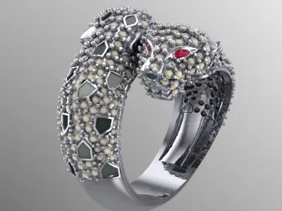 2 panter head ring 3D print model