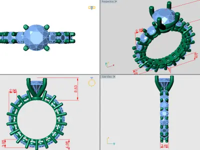 Round halo ring with pave band 3D print model