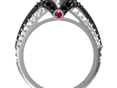 Evil Queen Black Rhodium Engagement Ring 3D print model