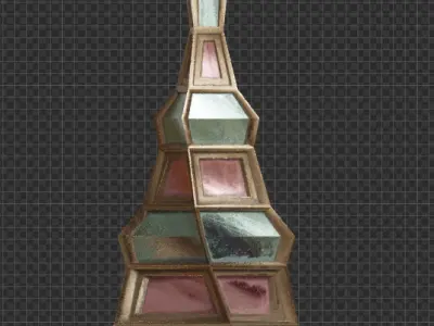 Building with toy-like paper texture Low-poly 3D model