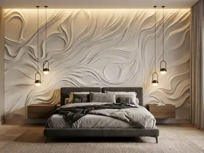 modern panel wall decor set relief stl mural CNC 188  3D model