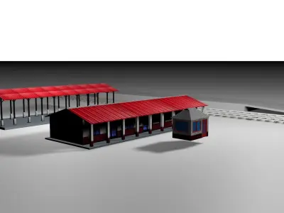 Railway Station Items Low-poly 3D model