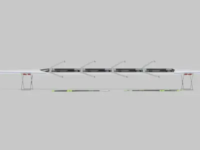 Rigged Quadruple Scull Rowing Boat 3D model