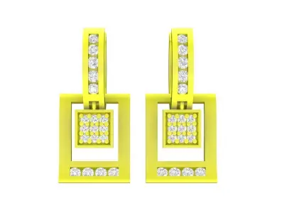 A6775 Luxury Korean Style Diamond Drop Hoop Earrings 3D print model