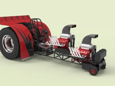 Twin-engined pulling tractor 3D model
