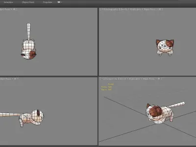 Cartoon white cat lying down Low-poly 3D model