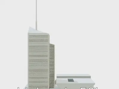 Futuristic Skyscraper City Skyline Model Low-poly 3D model