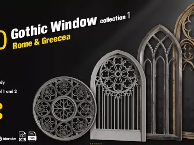 60 Gothic Window Vol1   Low-poly 3D model