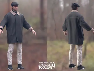 Man - Autumn Outfit 6 - Modular - Rigged Low-poly 3D model