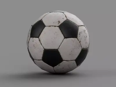 Worn out soccer football ball - Game Ready Low-poly 3D model