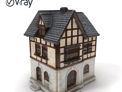 Medieval HalfTimbered House Model Pack for Realistic Rendering Low-poly 3D model
