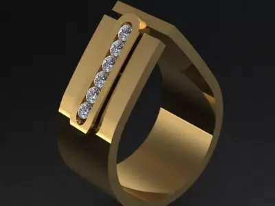 Diamond Golden Band Ring 3D print model
