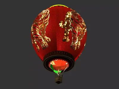 Chinese red lantern  Low-poly 3D model