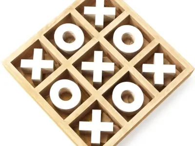 350 Rustic Mango Wood and Aluminum Tic Tac Toe Decorative Box 3D model