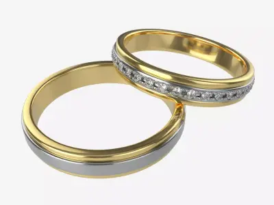 Gold Diamond Ring Jewelry 08 3D model