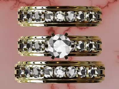 bridal set rings 3D print model