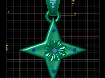 star shaped pendant  3D print model