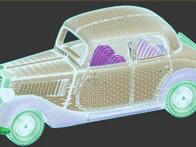 mercedes old truck in concrete parking lot 3D print model