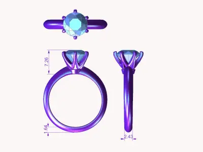 dmc-01 solitaire engagement ring with oval cut diamond 3D print model