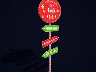 North Pole Sign  Low-poly 3D model