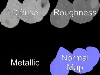 Cracked Stone Bowl Model Pack Low-poly 3D model