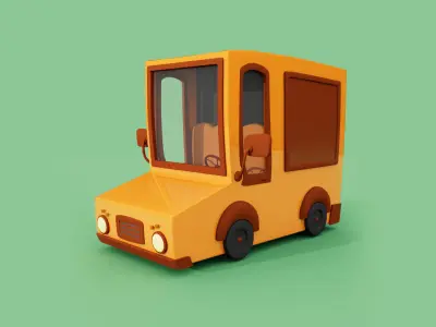 Cartoon Car - Truck - Advertisement Car 3D model