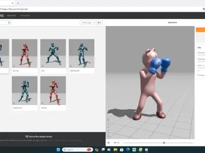 Boxing Pig Animal Animated Low-poly 3D model