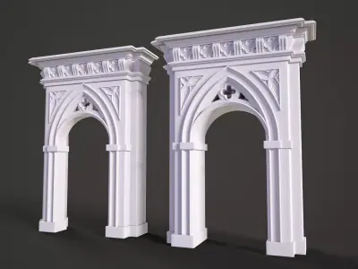 Highpoly Gothic Portal - type 6 3D model