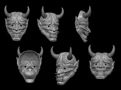 Oni Mask Japanese Hannya 3D print model