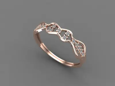 Women Ring Diamond Stone STL 3DM Lightweight Printable 3D print model 27