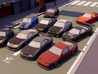 Low Poly racing cars Low-poly 3D model