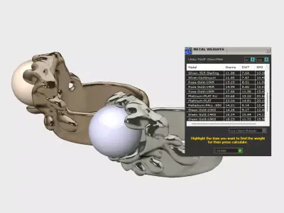 Stylized Pearl Ring  High-Quality 3D Jewelry Model 3D print model