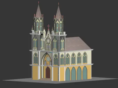 Realistic low poly Cathedral St Elizabeths Low-poly 3D model