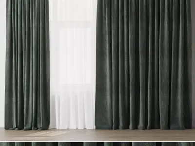 Green curatin hbh Low-poly 3D model