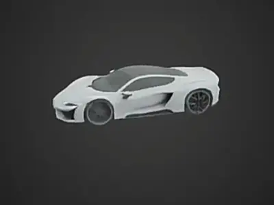 Futuristic Silver Sports Car 3D Model 3D model