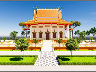 Khmer Pagoda Realistic Rendering And Modeling 3D model