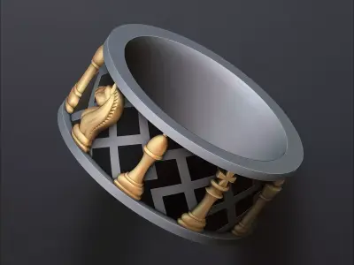 Jewelry Chess Ring With Enamel 3D print model