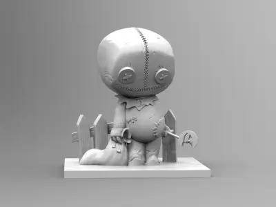 Cute Chibi rag doll holding candy horror kid decoration 3D print model