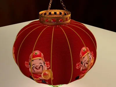 Chinese Red Lantern 3D model 9