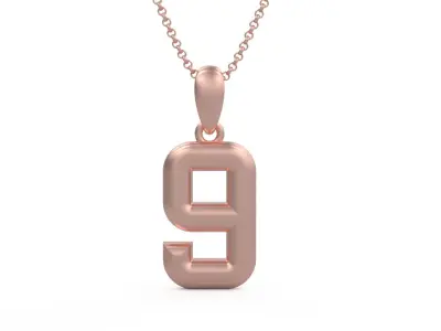 Model 1165 Number 9 Necklace Curved 3D print model