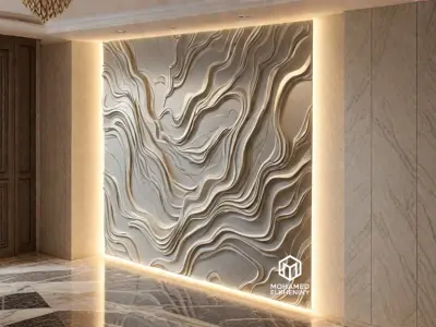 modern panel wall decor set wall relief mural CNC 122 3D model