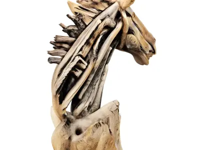 Wooden Horse Sculpture 3D model