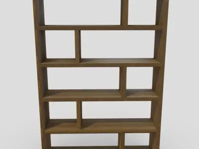 Shelf 7 wooden bookcase Low-poly 3D model