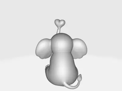 Cute Elephant with Heart Valentines Day Figurine 3D print model