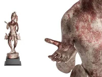 Antique Burmese Warrior Sculpture 3D model