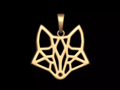 Geometric Fox Head Pendant 3D print model