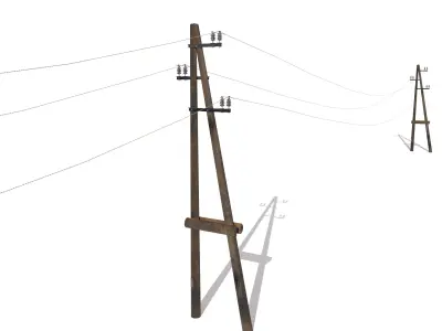 Electricity Pole 23 Low-poly 3D model