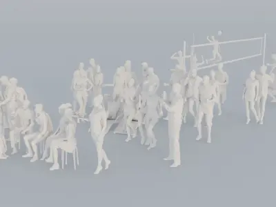 01 BEACH SPORT CASU1 CAFE1 SITTING PEOPLE SCANS MAN WOMAN 3D print model