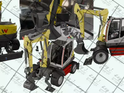 Wheeled excavator Wacker Neuson EW100-2 3D model